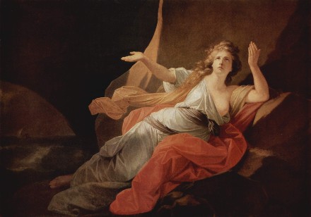 In Virgil's Aeneid, Dido dies of a broken heart. Or maybe it was the sword she threw herself upon. [TOD DER DIDO, HEINRICH FRIEDRICH FÜGEL, 1792]