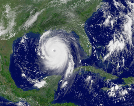 Hurricane Katrina hits the Gulf Coast. [CREDIT: NOAA]