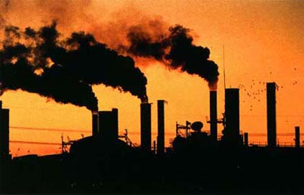 Greenhouse gas emissions contribute to climate change. [Smokestacks. CREDIT: SMSU.EDU]