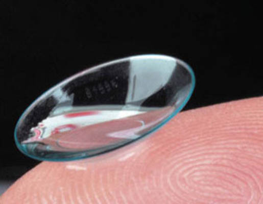 This gas permeable rigid contact lens does not contain water like soft contacts, is resistant to deposits, and is less likely to harbor bacteria. CREDIT: [PARAGON VISION SCIENCES, INC.]