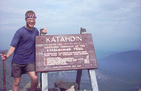 Phil Klotzbach, an avid hiker when not making hurrricane forecasts, stands atop Mount Katahdin, the northern end of the Appalachian Trail. [Credit: Phil Klotzbach]