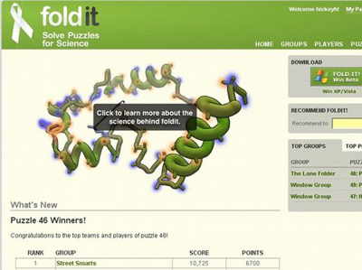 Screenshot of Foldit game. (Credit: University of Washington)