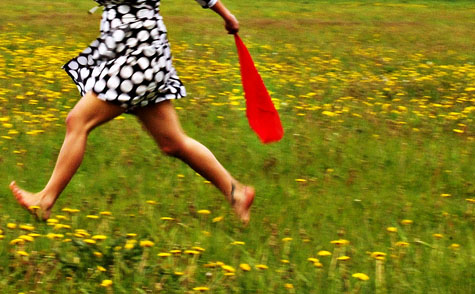 running barefoot on grass