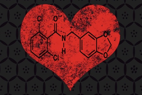 A compound called Alda-1, shown here, amplified the beneficial effects of an alcohol enzyme during a <br> study in rats.  Alda-1 could be used in a drug to help prevent heart attack damage [Credit: geishaboy500, <br> flickr.com and Boghog2, Wikimedia Commons.  Compiled by Shelley DuBois]