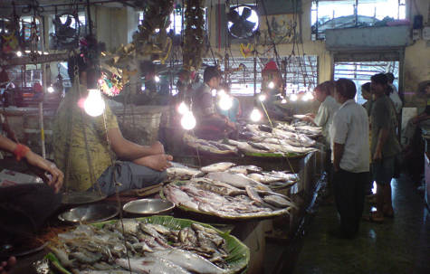 New research says that global warming will cause fish to migrate away from the equator, towards cooler <br> waters.  This will affect fishermen who sell their catches in markets like this one in Calcutta, India [Credit: <br> Prasenjeet Dutta, flickr.com].