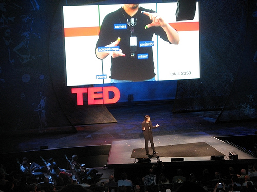 Researchers from MIT show off new gesture-based technology at the 2009 TED (Technology, Entertainment, Development) Conference. [credit: PhOtOnQuAnTiQuE, flickr.com]