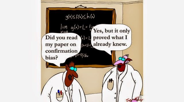 Cartoon depicting confirmation bias in research