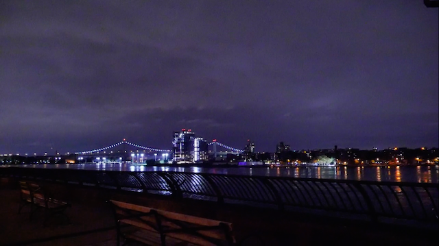 The skyline over the Hudson river at night