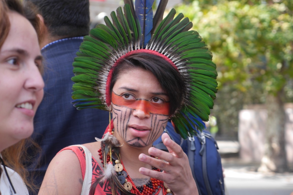 Artemisa Xabriabá (right), 17-year-old indigenous climate activist from Brazil. Artemisa became an activist at age 7, when she helped to reforest 37 acres in the lands of her native community who lives on the left bank of the São Francisco River, in the state of Minas Gerais, southeastern Brazil. Credit: Maria Paula Rubiano