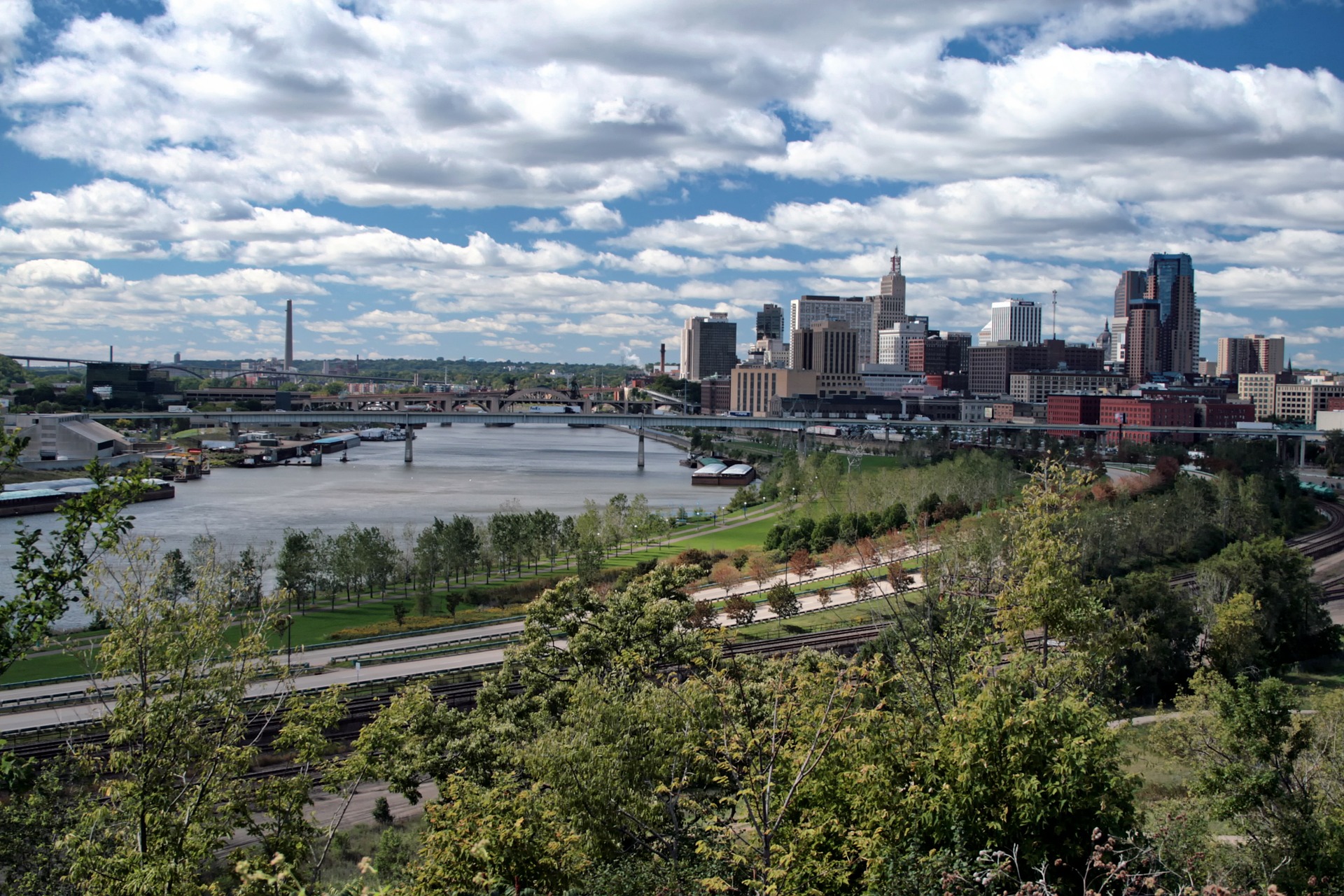 Mississippi river in St. Paul, Minnesota.