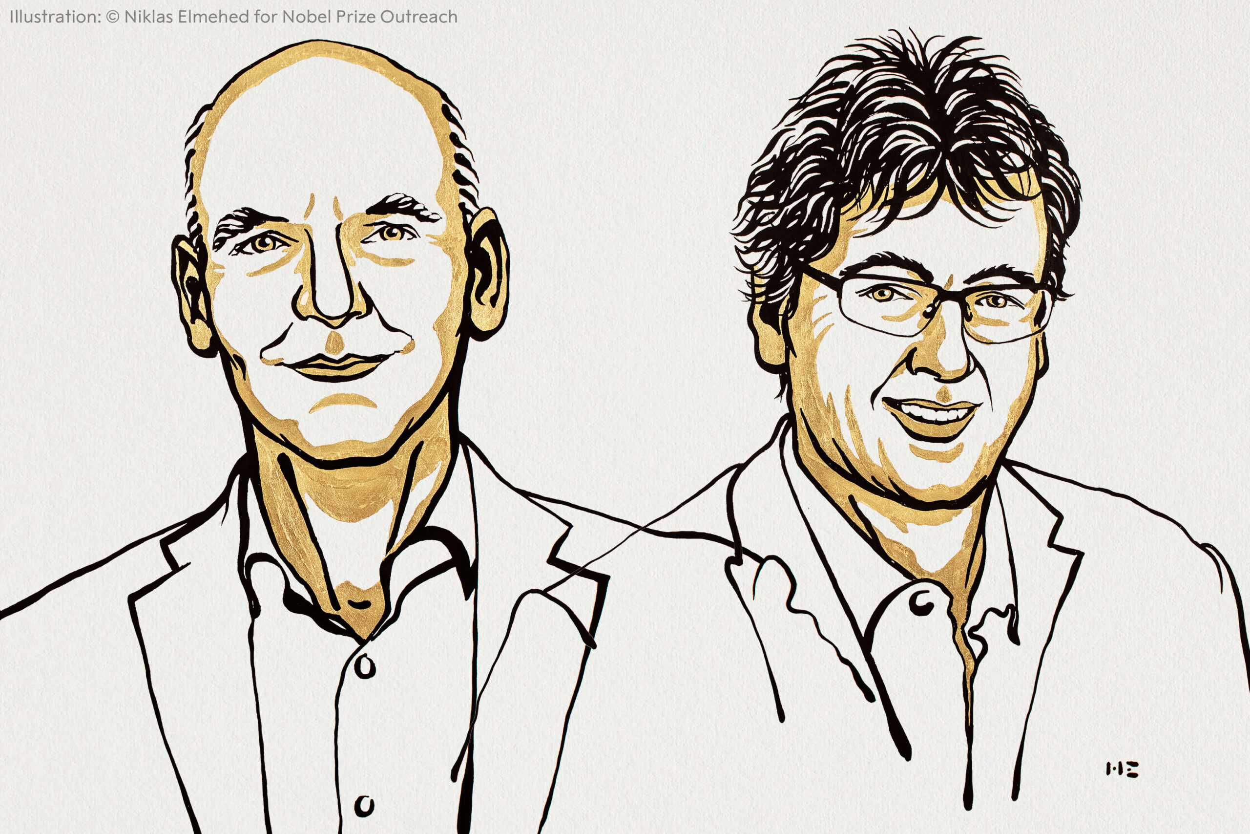 Line drawings of the winners of the Nobel Prize in Chemistry