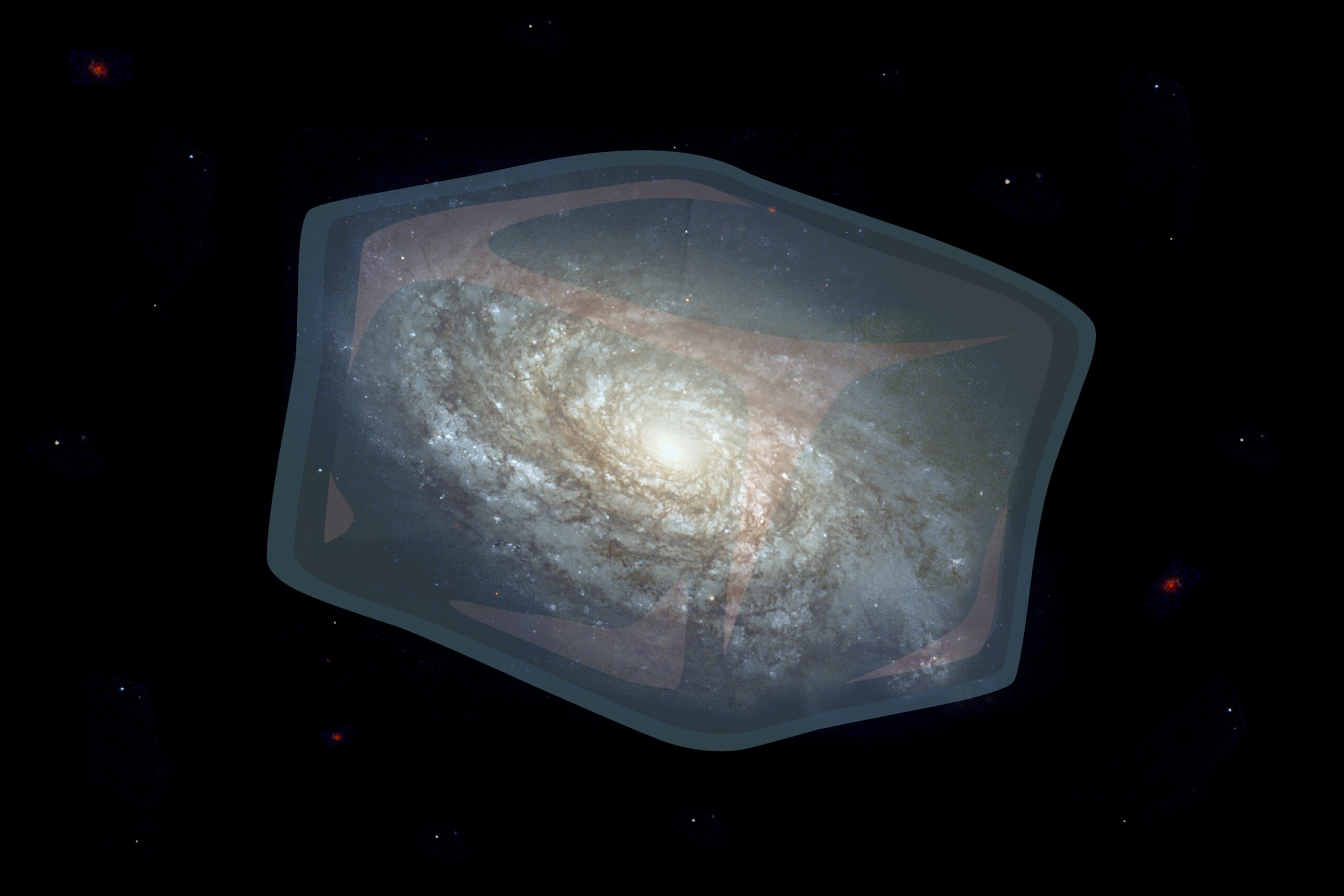 A photoshopped image shows a galaxy embedded in a giant block of ice
