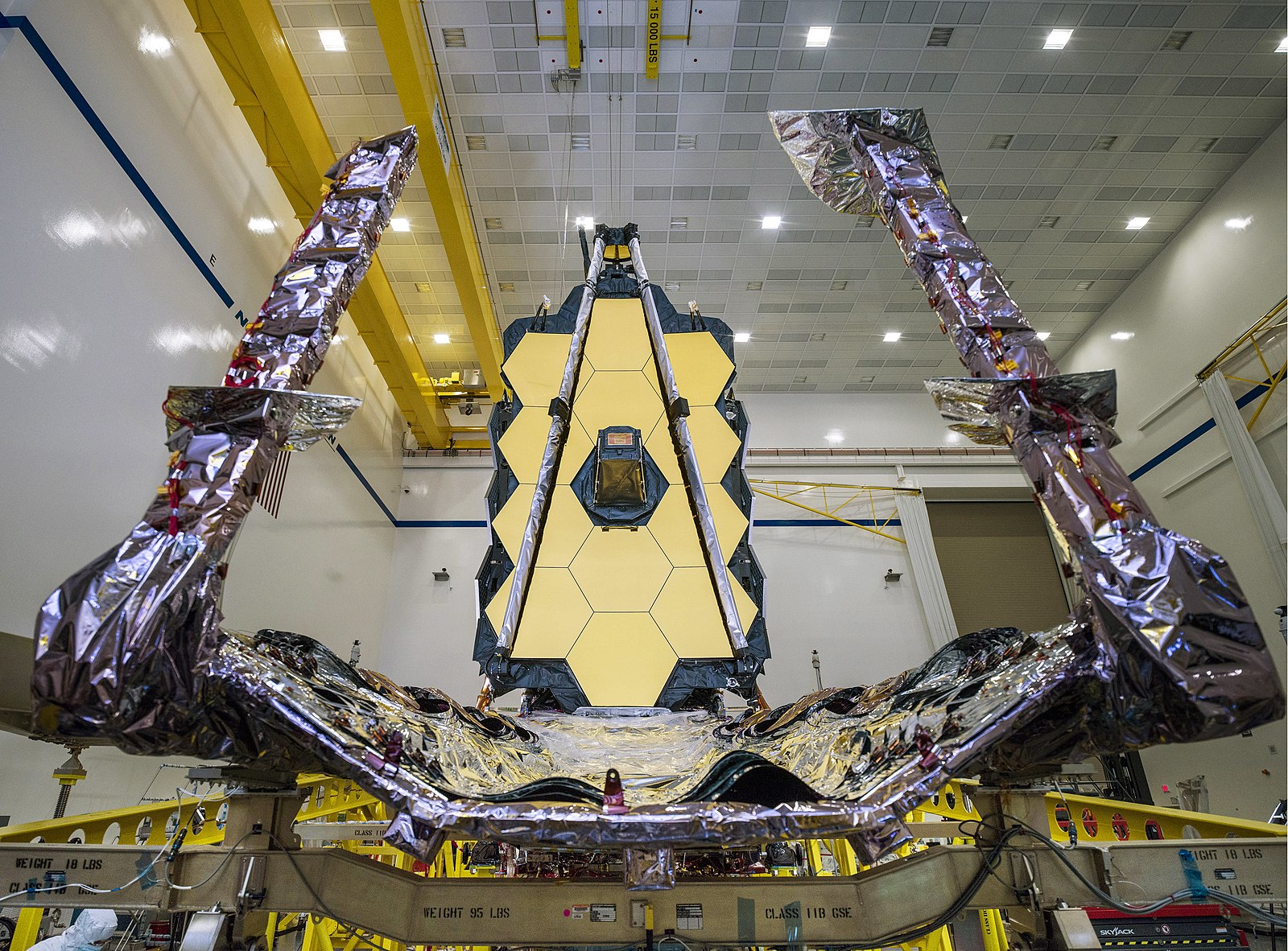 The most powerful and complex space telescope created by humankind, as photographed during assembly in TKYEAR, has been launched into space. We now wait for data to be processed and analyzed. [Credit: NASA | (license)]