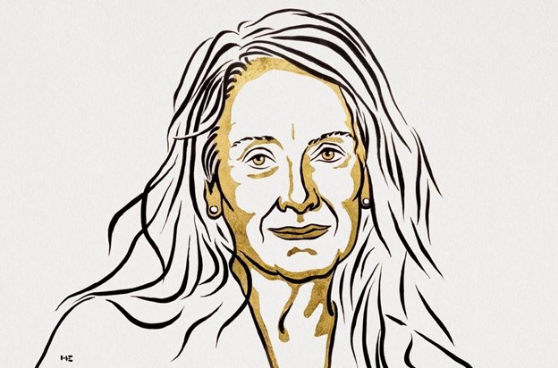 An illustration of Annie Ernaux, the winner of the 2022 Nobel Prize in Literature.