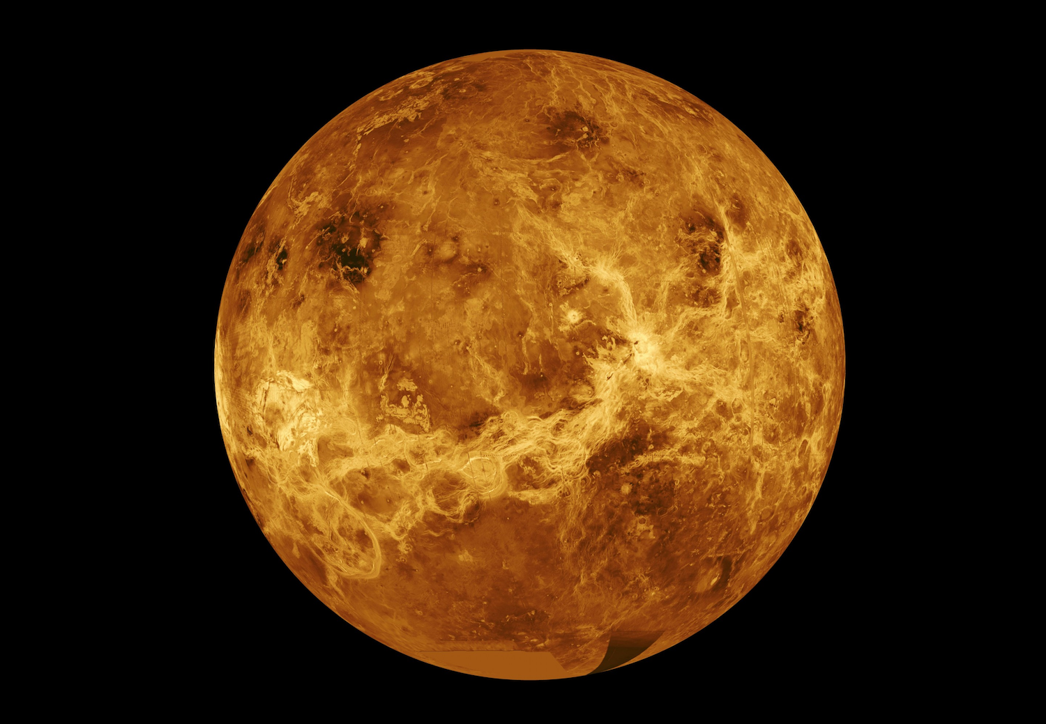 The planet Venus on a black background