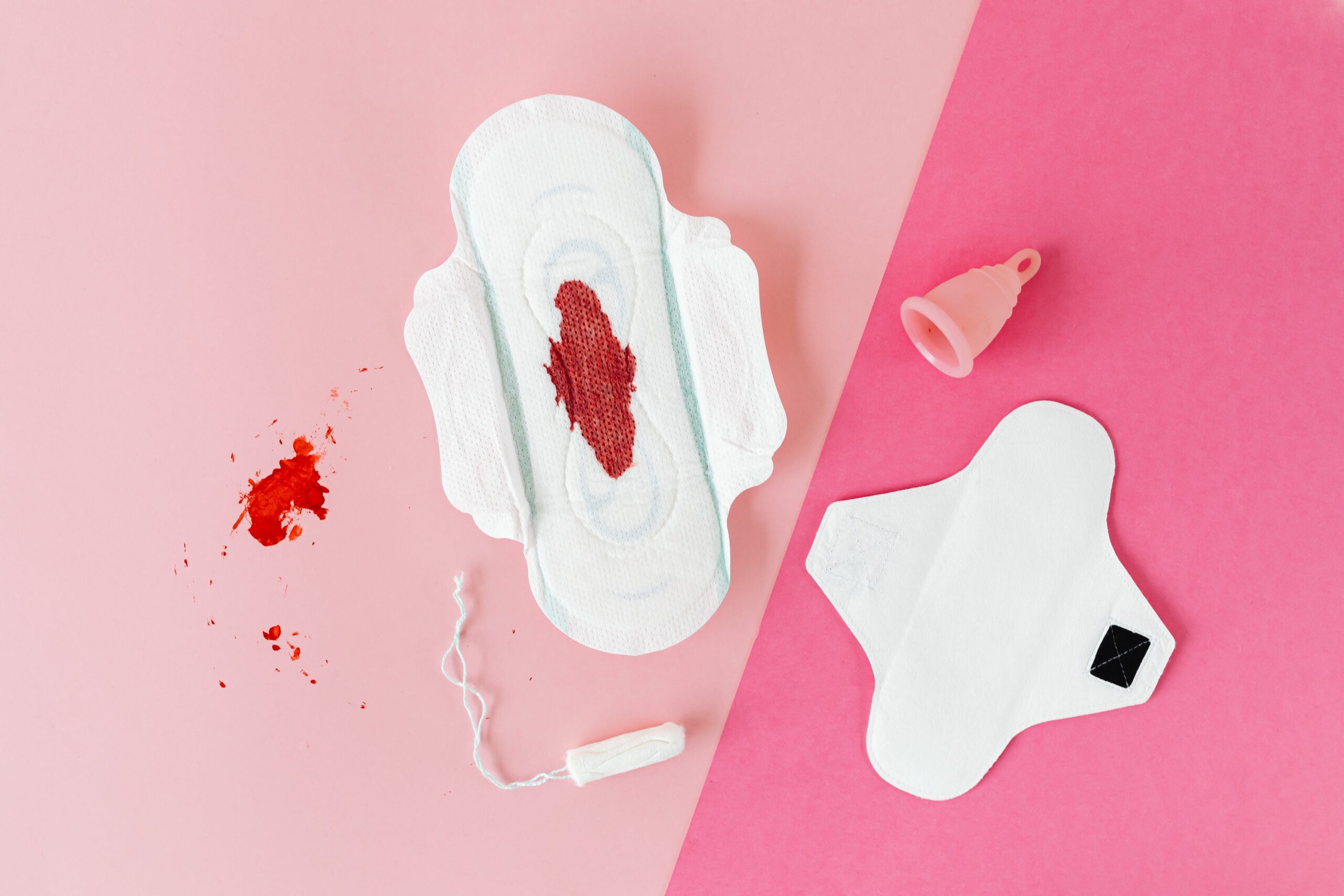 A variety of menstrual products tested with blood
