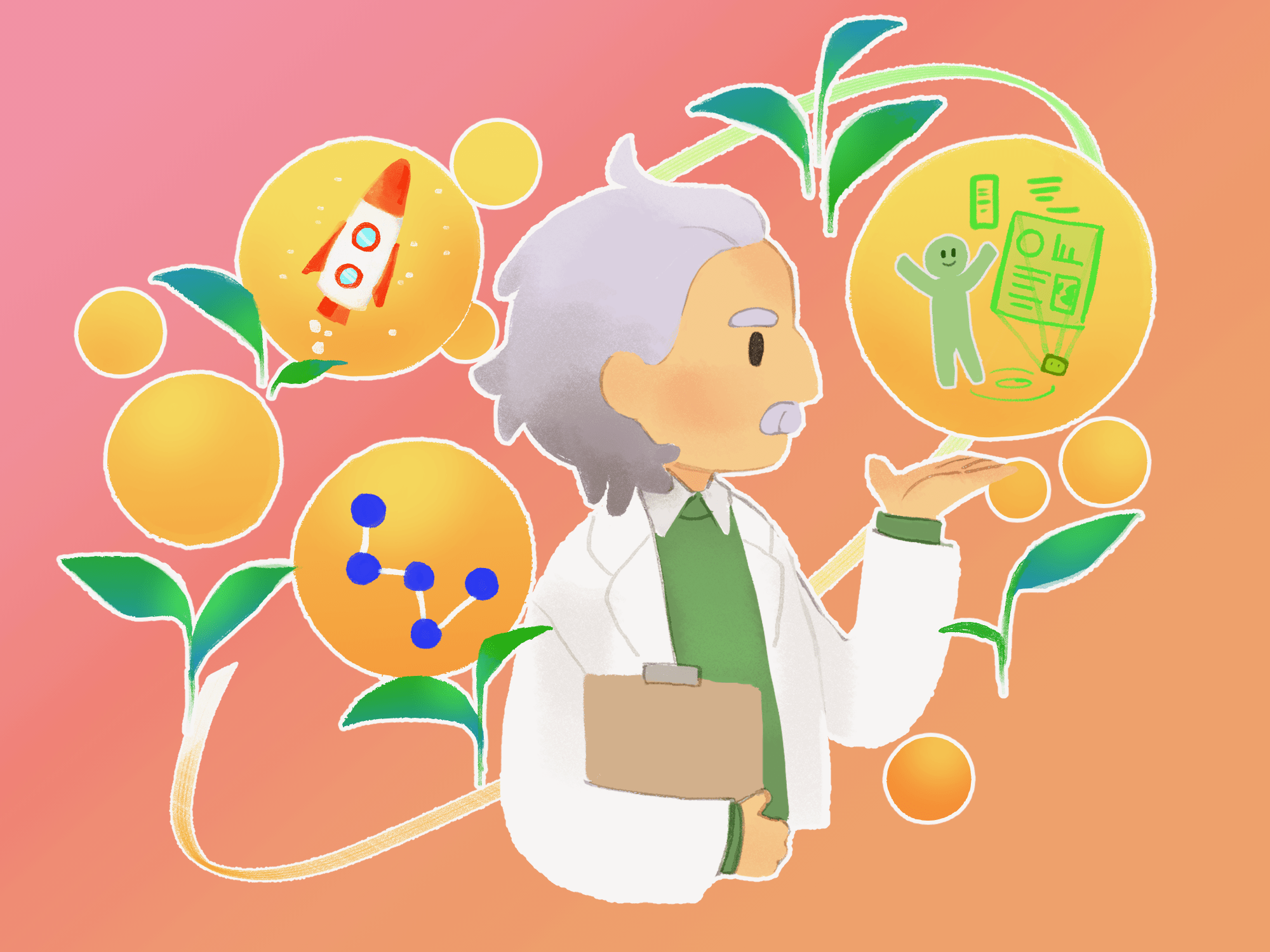 Picture of a scientist with various technologies