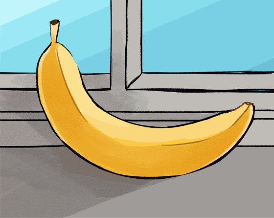 Animation of how a banana appears to change color throughout the day